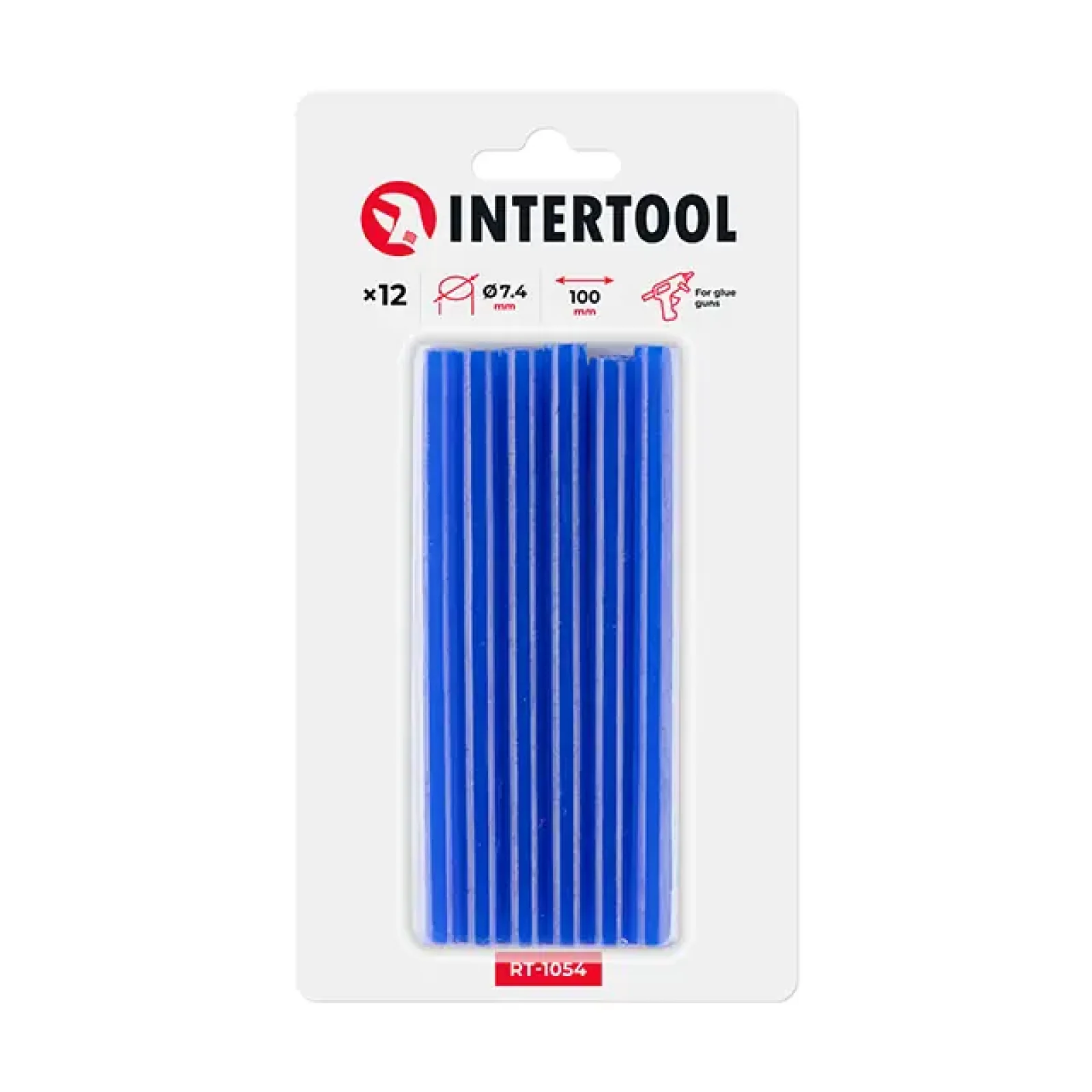 Комплект клейових стрижнів блакитних, 7,4×100 мм, 12 шт. INTERTOOL (RT-1054) UA