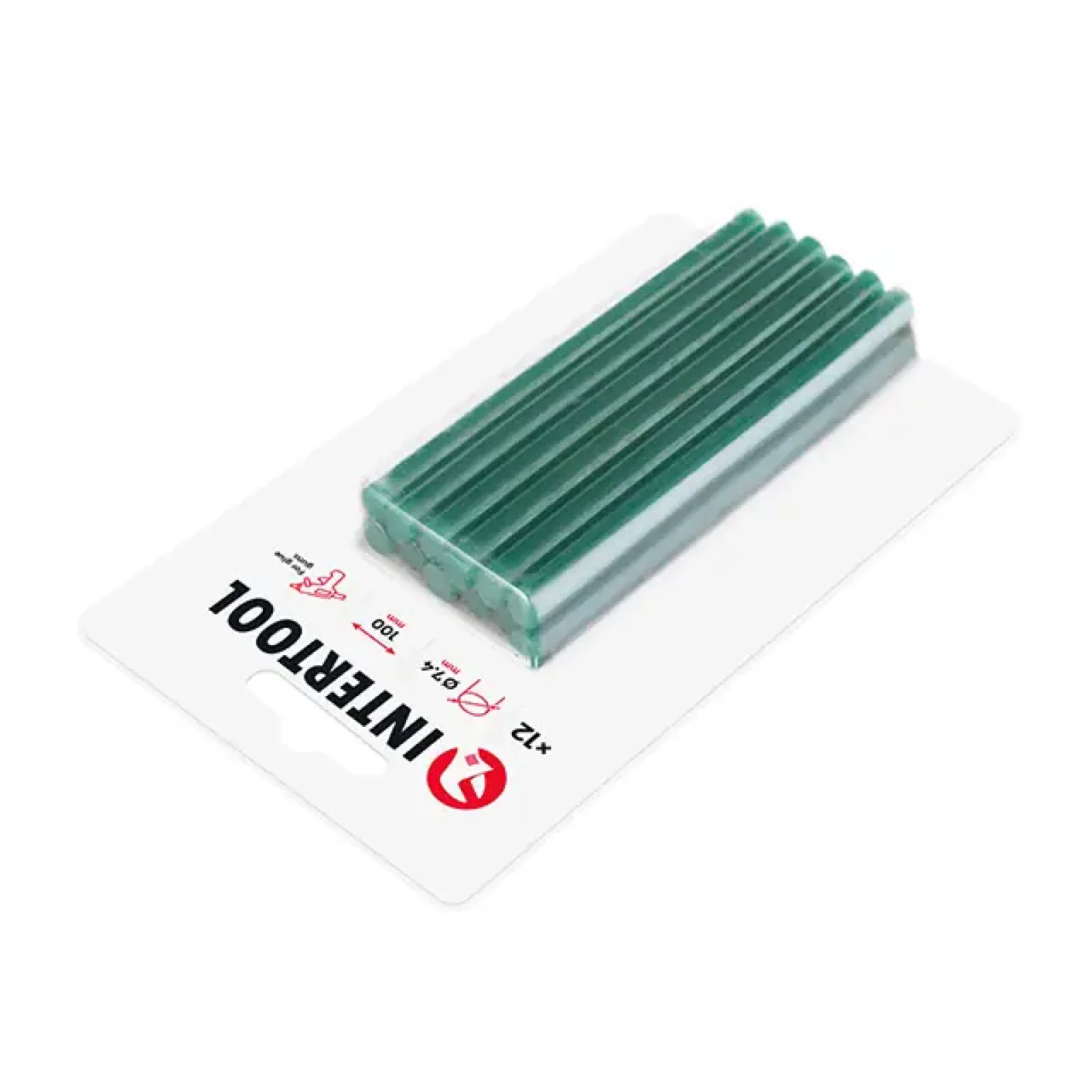 Комплект клейових стрижнів зелених, 7,4×100 мм, 12 шт. INTERTOOL (RT-1058) UA