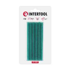 Комплект клейових стрижнів зелених, 7,4×100 мм, 12 шт. INTERTOOL (RT-1058) UA