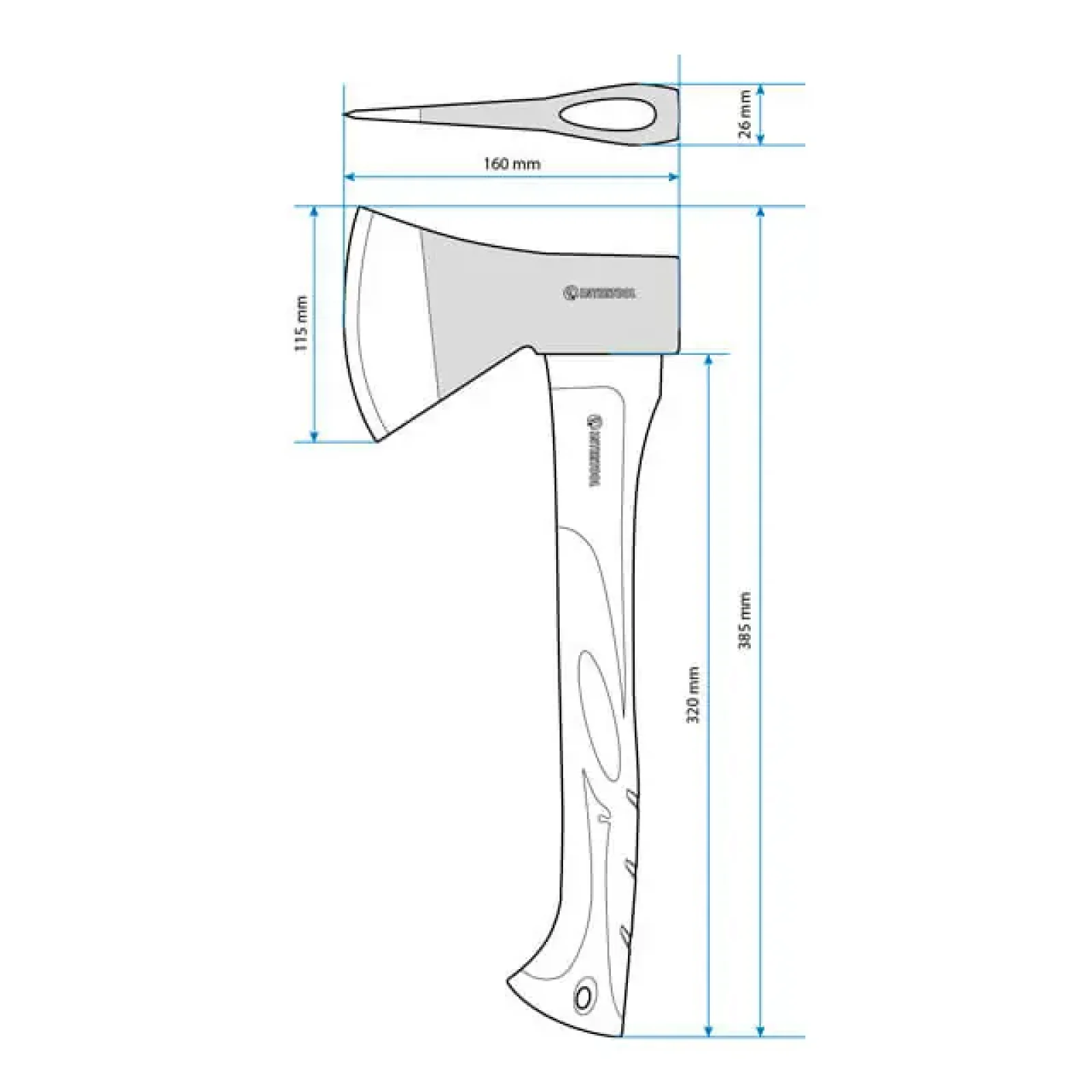 Сокира, 800 г, ручка з фібергласу INTERTOOL (HT-0262) UA