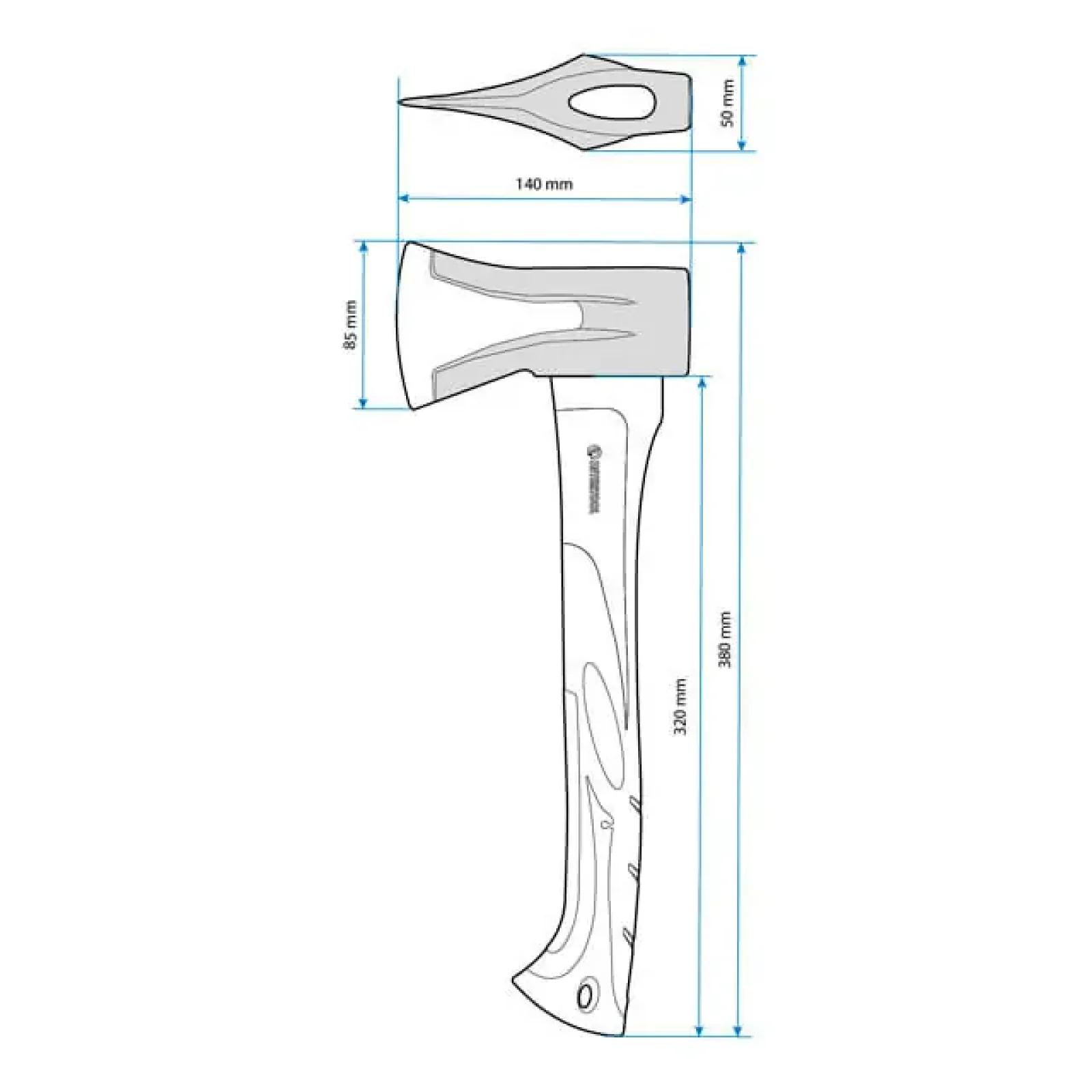 Колун кований, 1000 г, ручка з фібергласу INTERTOOL (HT-0274) UA