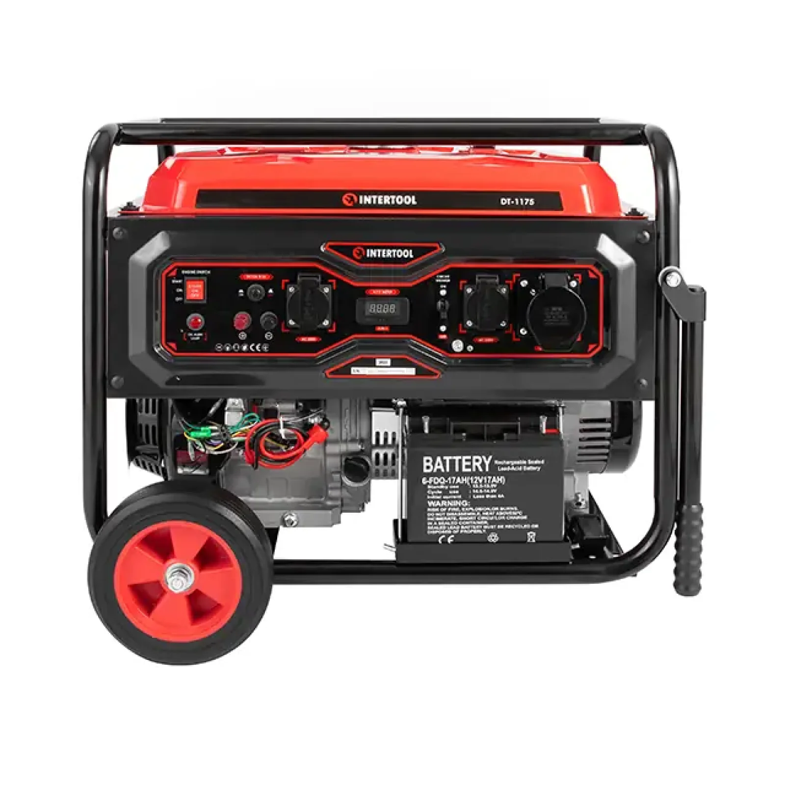 Генератор бензиновий INTERTOOL 7,0/7,5 кВт, 220 В, 25 л, електро/ручний старт (DT-1175) UA