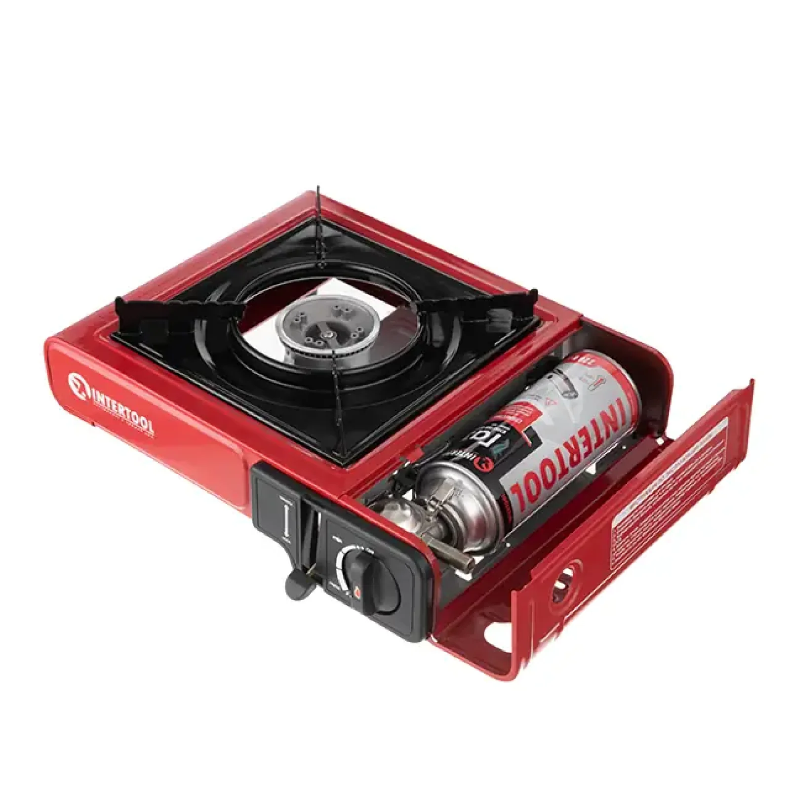Плитка газова одноконфорочна, п'єзопідпалювання, під газові балони бутан і пропан-бутан INTERTOOL (GS-0001) UA