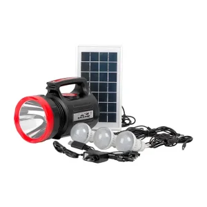 Ліхтар акумуляторний 1 LED 5 Вт + 22 SMD, 6 функцій, сонячна панель, 3 виносні LED-лампи (кабель 3 м), радіо, заряджання гаджетів, слот microSD INTERTOOL (LB-0104) UA