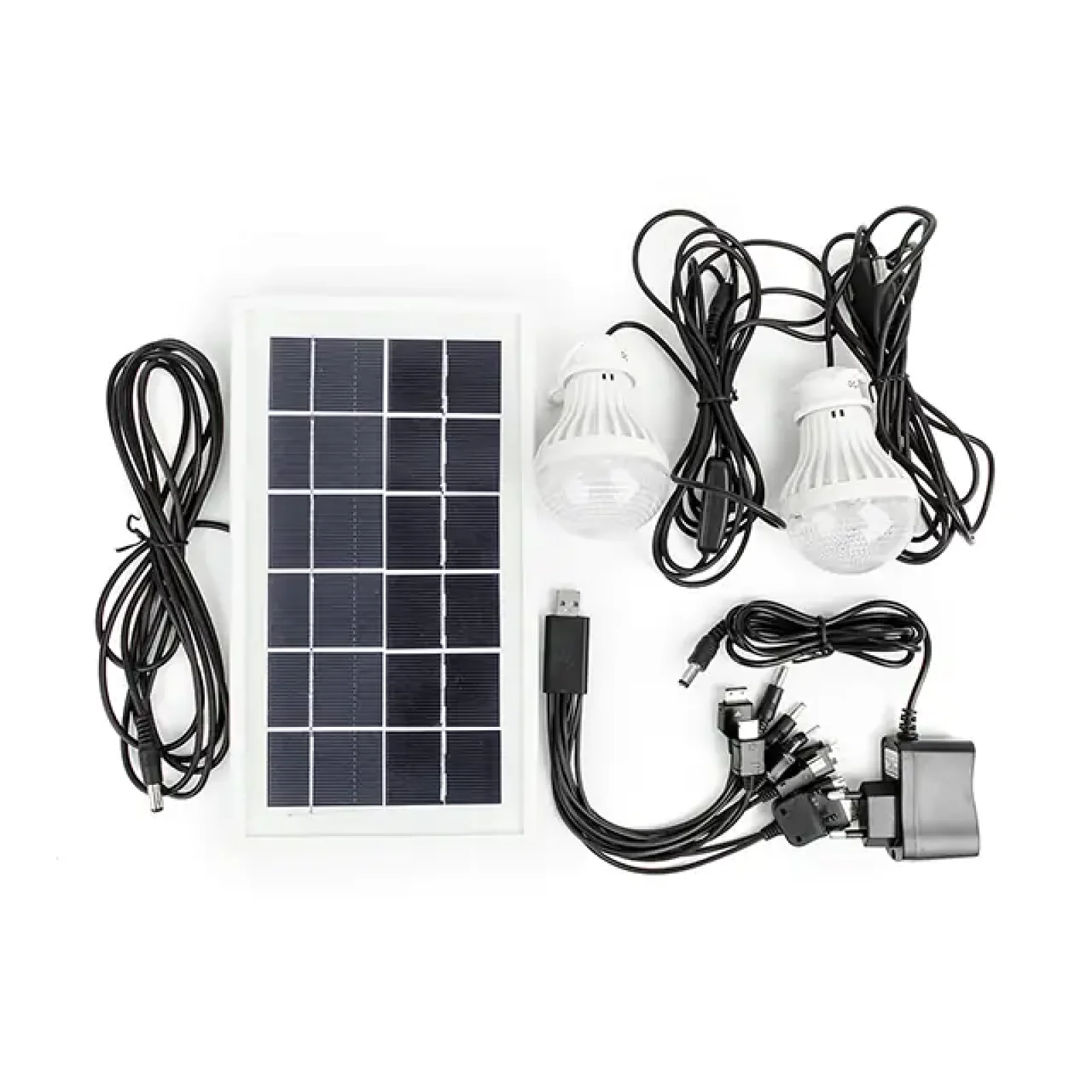 Ліхтар акумуляторний 1 LED 5 Вт + 22 SMD, сонячна панель, 2 виносні LED-лампи, заряджання гаджетів INTERTOOL (LB-0105) UA
