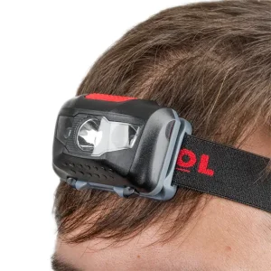 Ліхтар налобний світлодіодний, пиловологозахищений корпус, 4 режими роботи, 1 Вт + 2 LED, 80 лм, батарейки 3 ААА INTERTOOL (LB-0302) UA