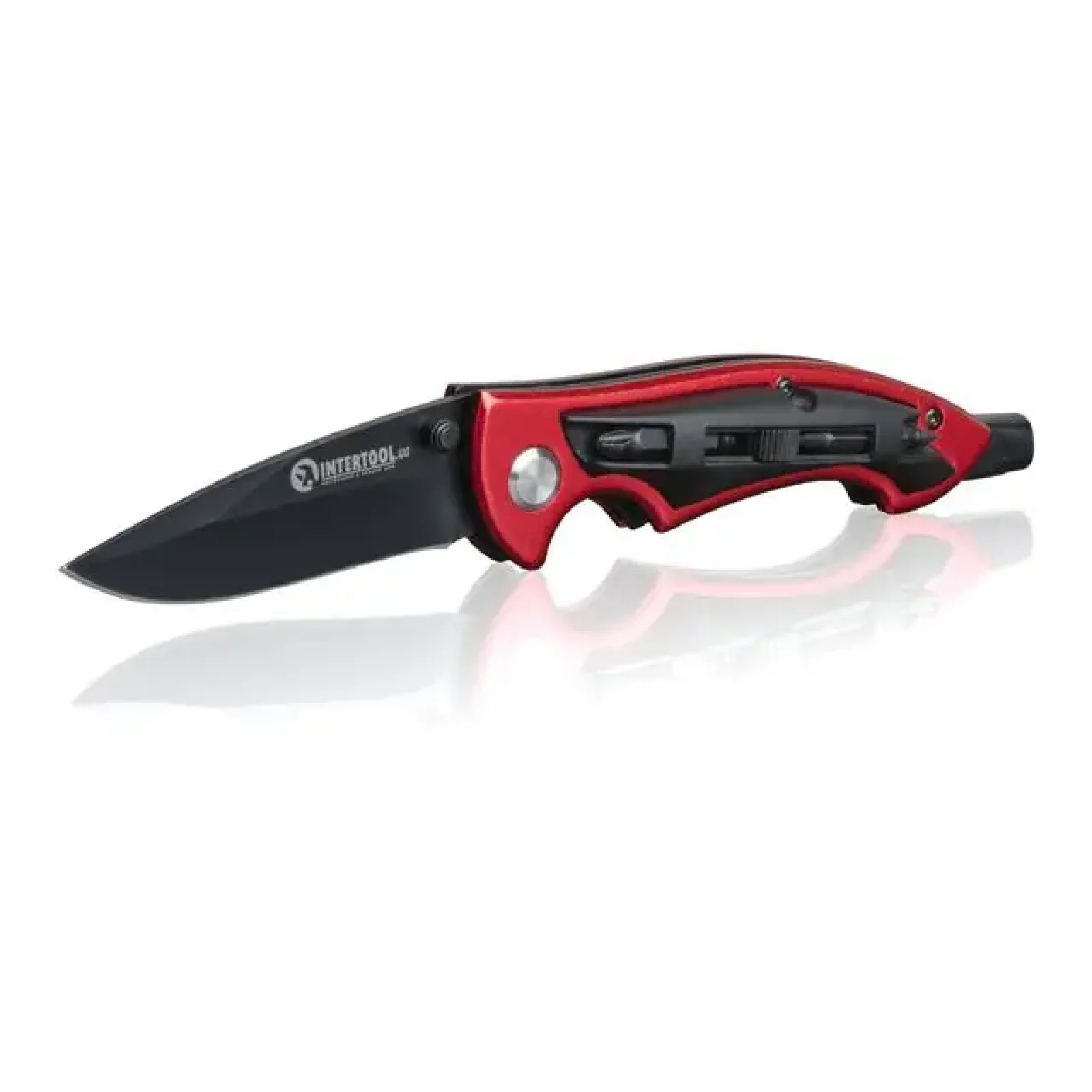 Ніж складаний, 206 мм, ручка алюміній + пластик, 4 викруткові насадки INTERTOOL (HT-0592) UA