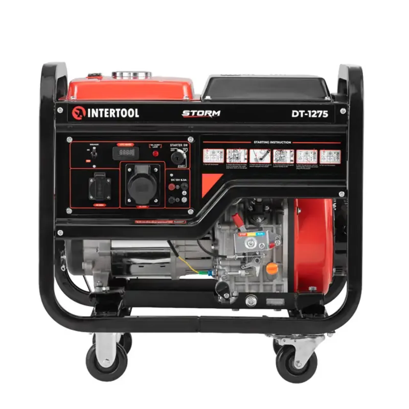 Генератор дизельний 7,0/7,5 кВт, 220 В, 12,5 л, електро/ручний старт, мідна обмотка, STORM INTERTOOL (DT-1275) UA