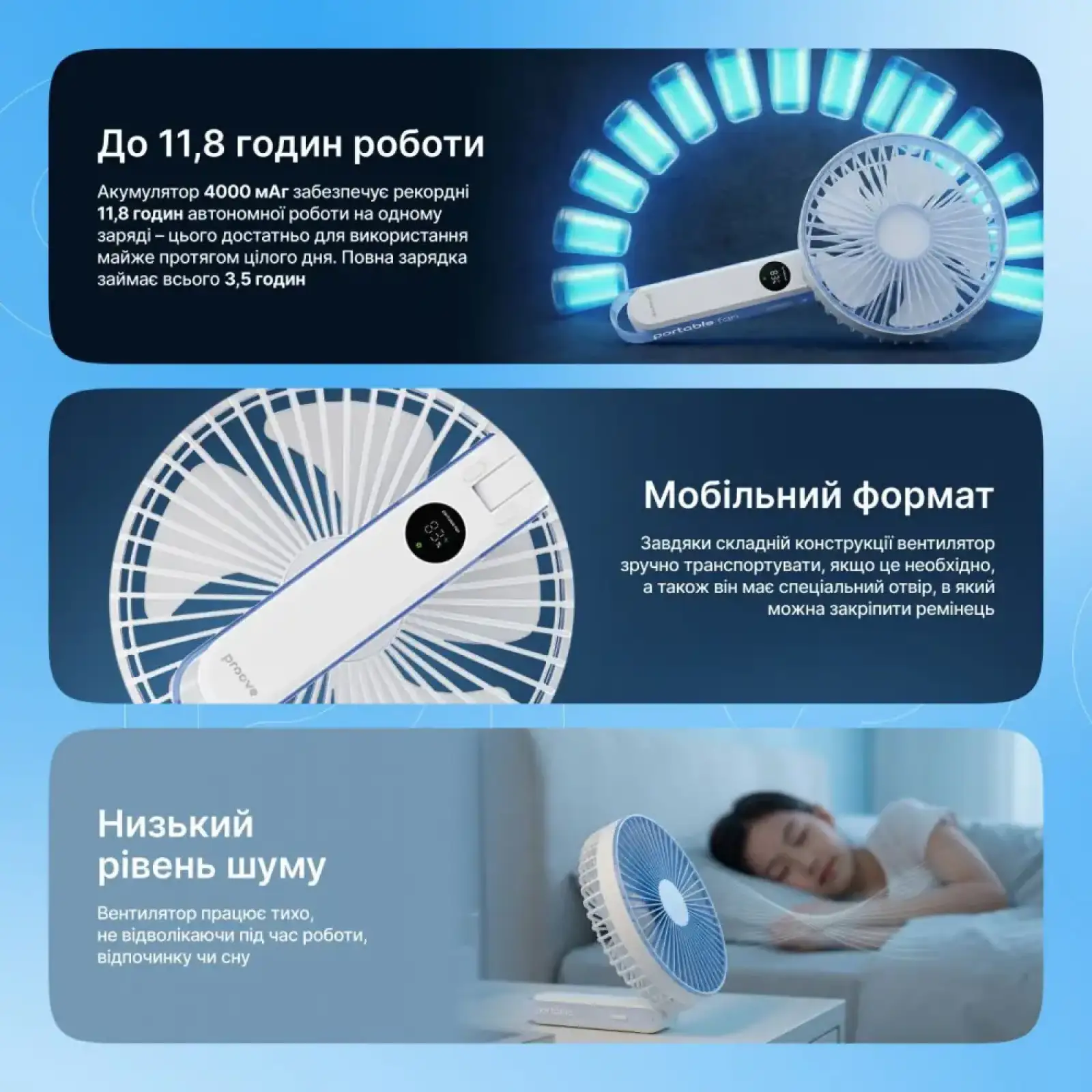 Портативный вентилятор Proove Breeze White