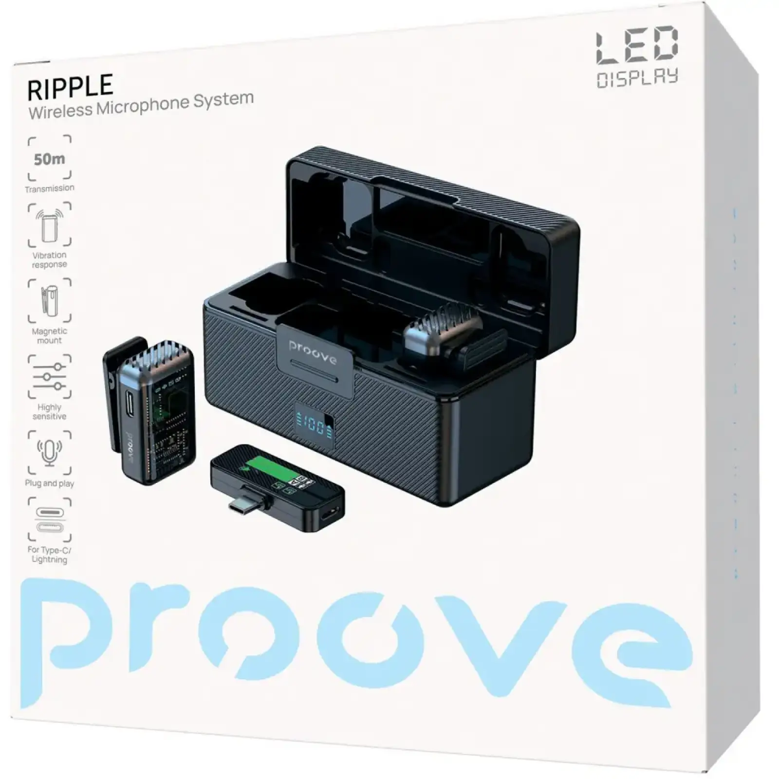 Бездротовий петличний мікрофон Proove Ripple Black