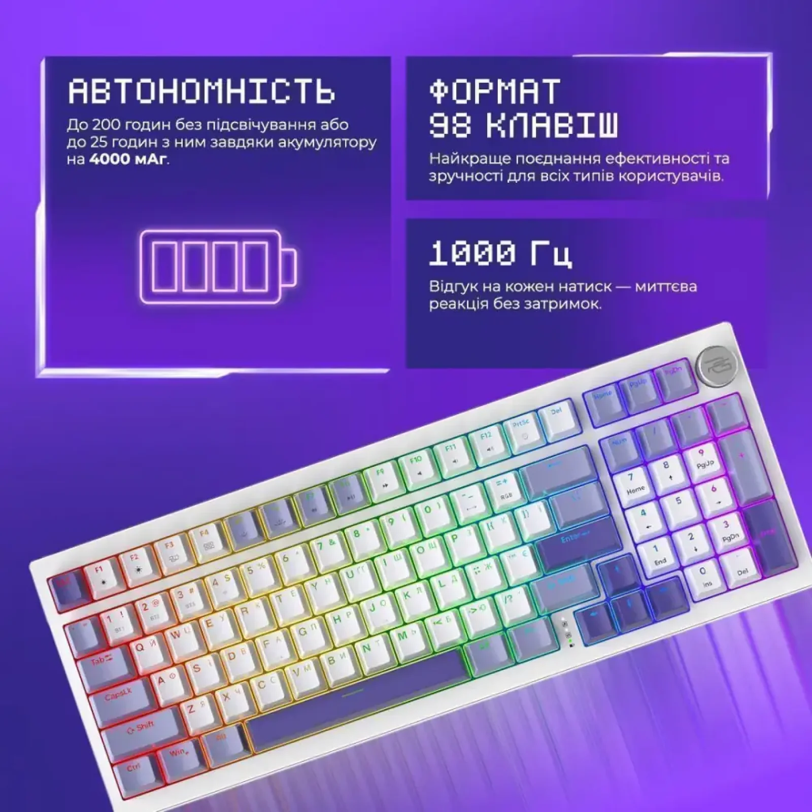 Бездротова ігрова клавіатура Proove Gaming Slicker (Ukraine Layout) Black (WKSL00022401)