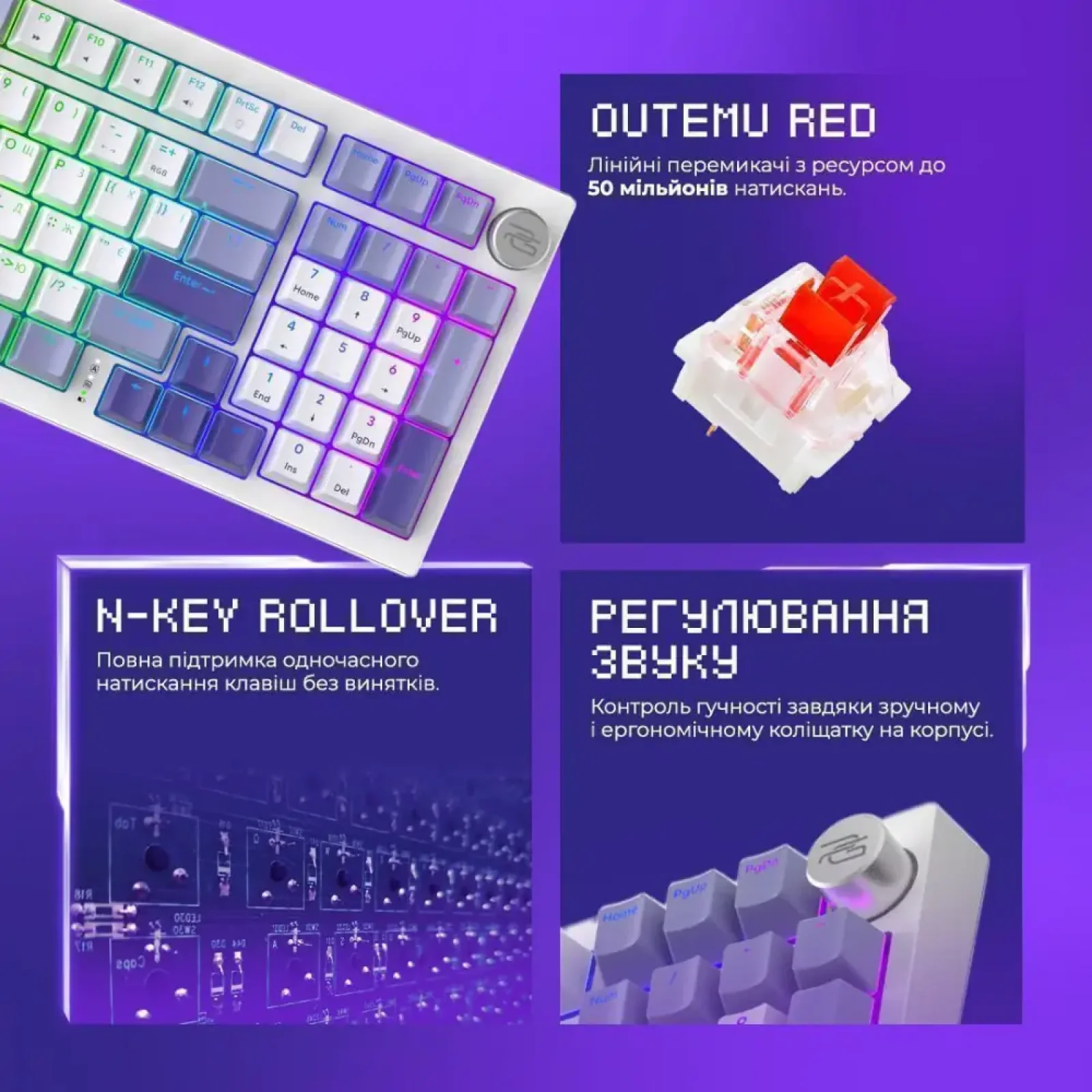 Бездротова ігрова клавіатура Proove Gaming Slicker (Ukraine Layout) White (WKSL00022402)