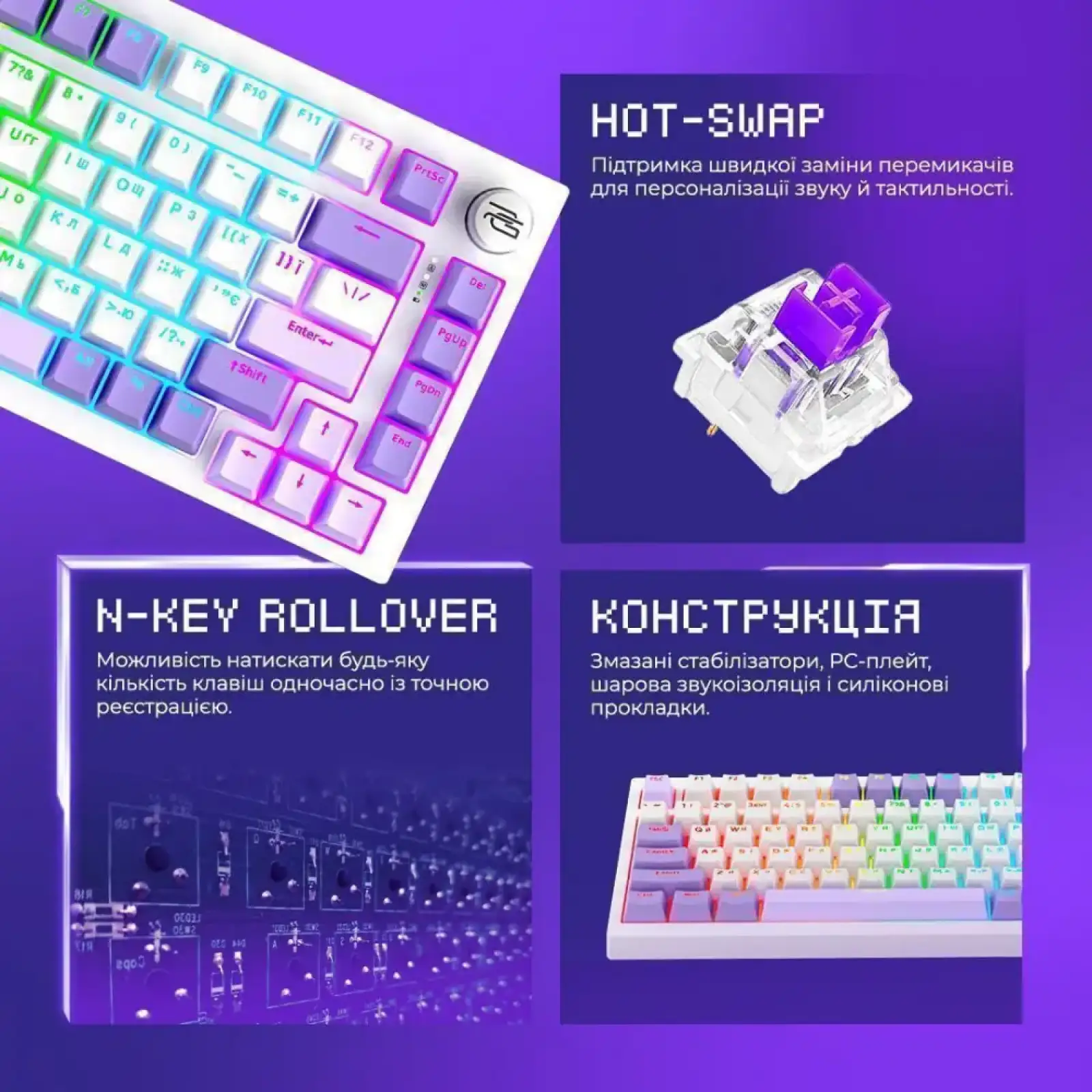 Бездротова клавіатура Proove Gaming Coupe (Ukraine Layout) White (WKCP00022402)