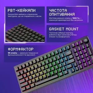 Бездротова клавіатура Proove Gaming Slicker Pro (Ukraine Layout) Black/Purple (WKSLP0022416)