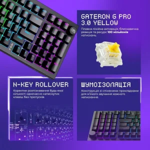 Бездротова клавіатура Proove Gaming Slicker Pro (Ukraine Layout) Black/Purple (WKSLP0022416)