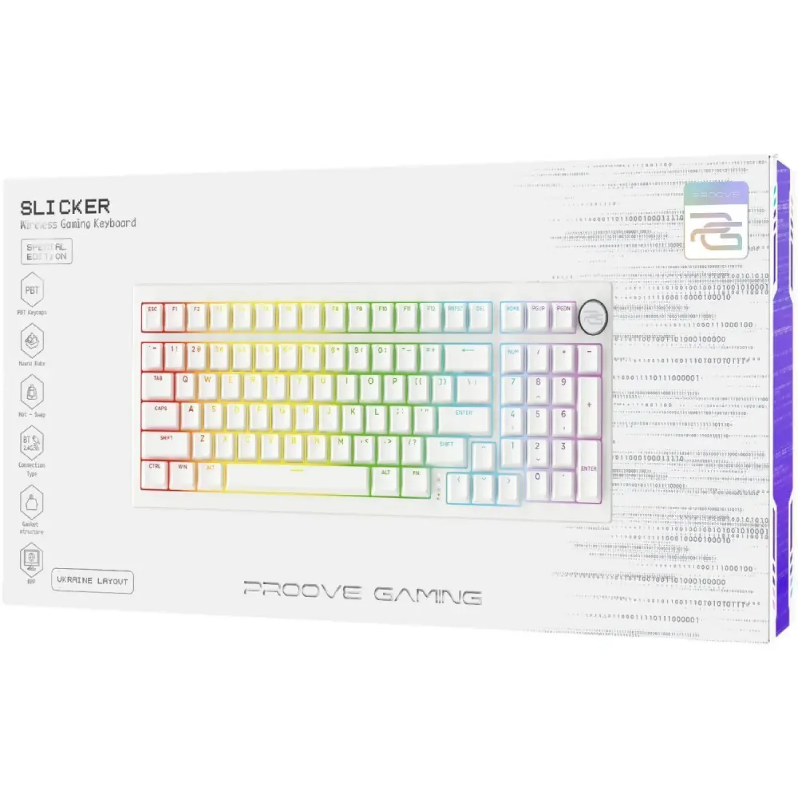 Бездротова клавіатура Proove Gaming Slicker Special Edition (Ukraine Layout) White (WKSLSE022402)