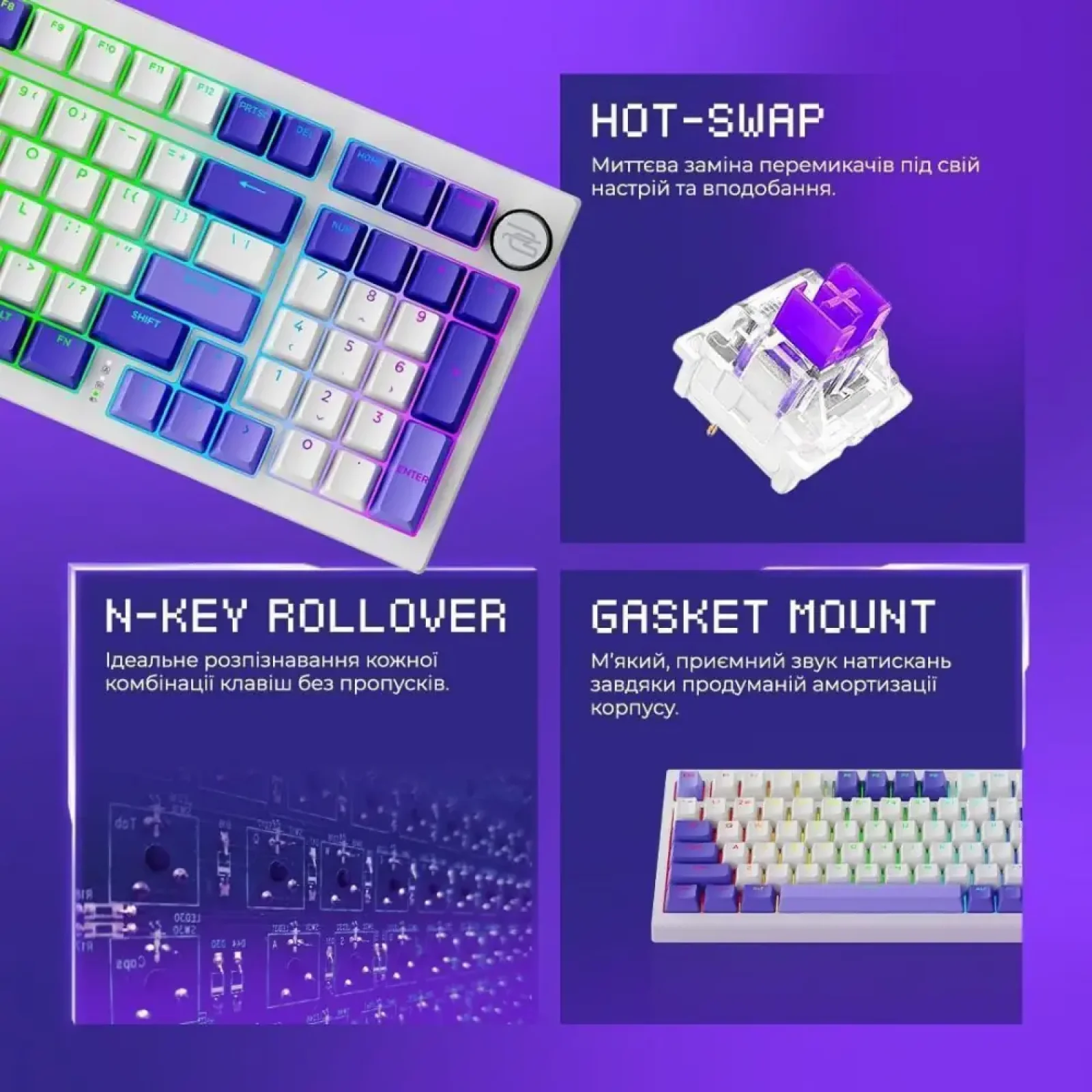 Бездротова клавіатура Proove Gaming Slicker Special Edition (Ukraine Layout) White (WKSLSE022402)