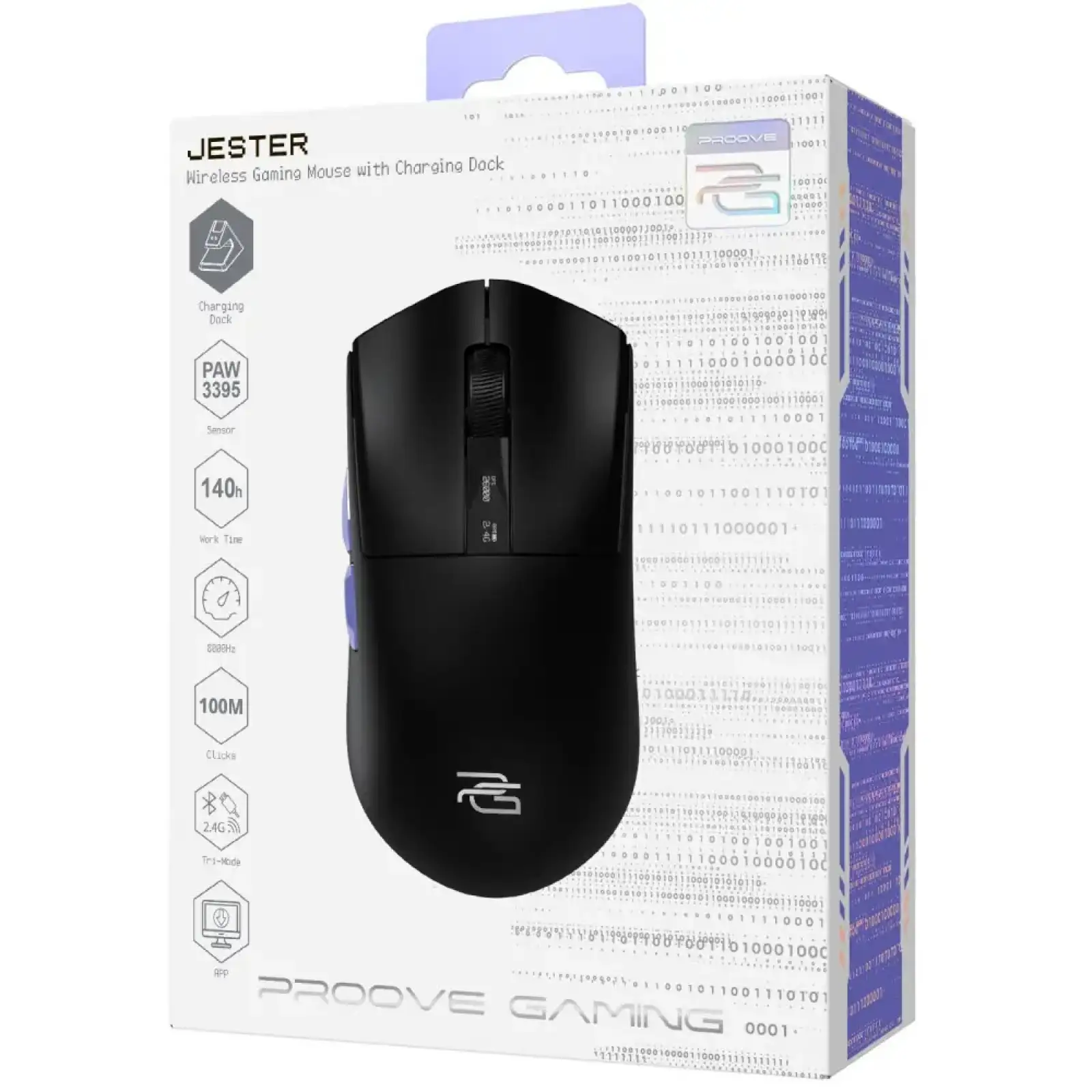 Беспроводная игровая мышь Proove Gaming Jester 8K with Charging Dock White/Purple (WMJSCD022017)