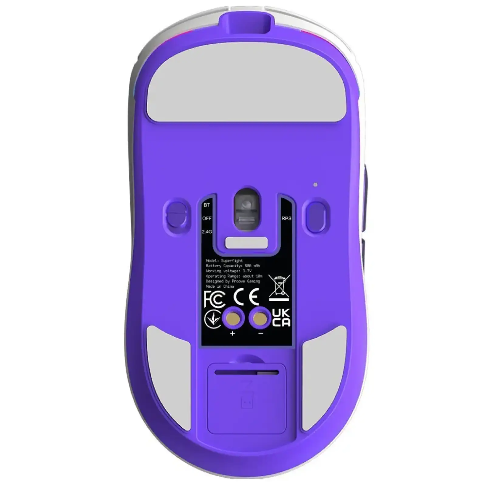 Бездротова ігрова миша Proove Gaming Superfight Wireless with charging dock white/purple