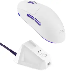 Бездротова ігрова миша Proove Gaming Superfight Wireless with charging dock white/purple