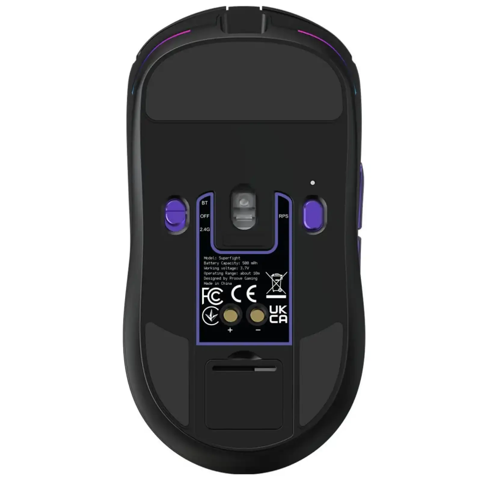Бездротова ігрова миша Proove Gaming Superfight Wireless with charging dock white/purple