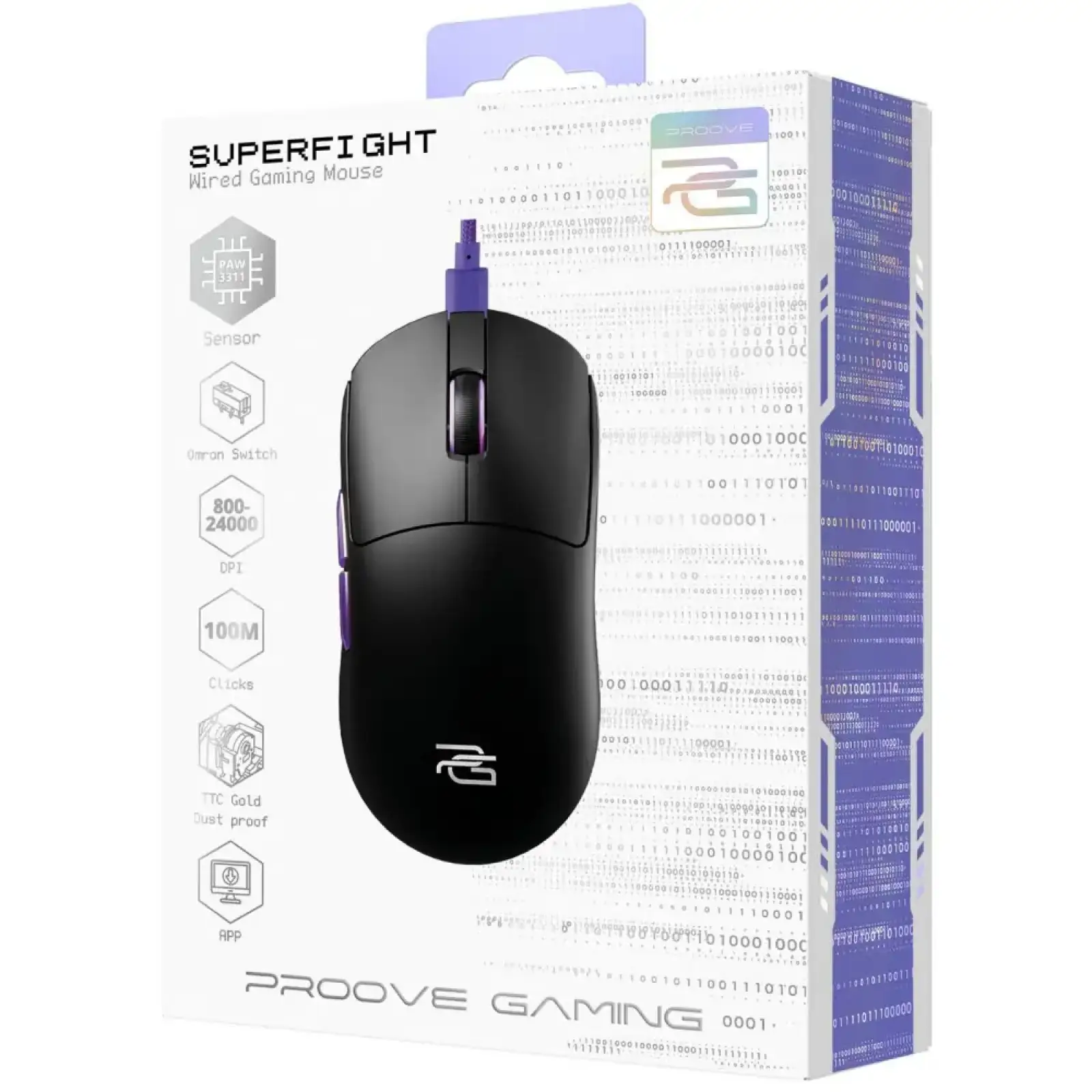 Дротова ігрова миша Proove Gaming Superfight Wired black/purple