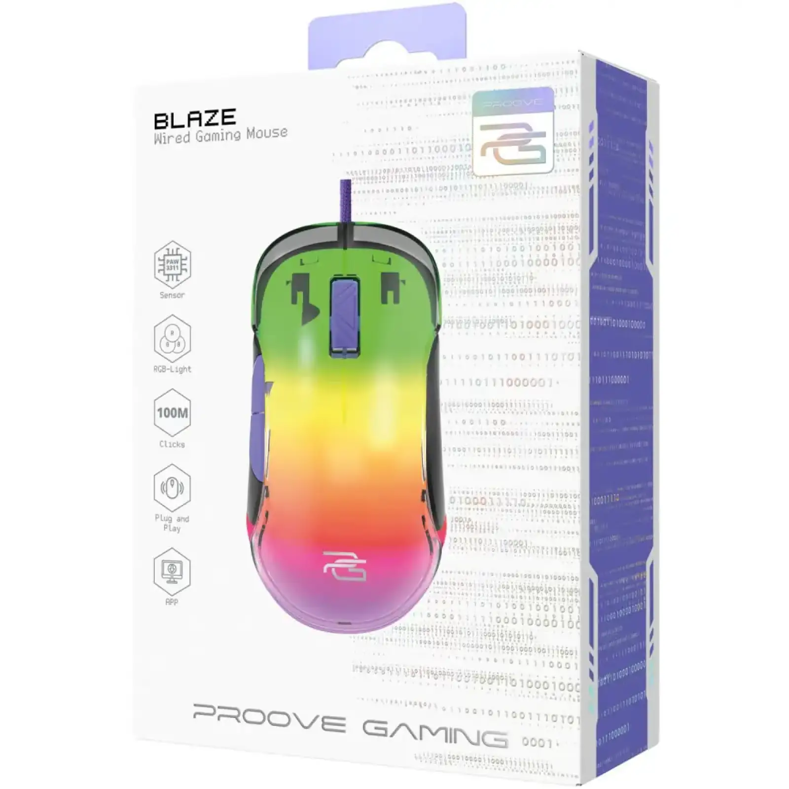 Дротова ігрова миша Proove Gaming Blaze white/purple