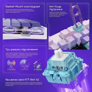 Бездротова клавіатура Proove Gaming Rampage Gradient Purple/Black