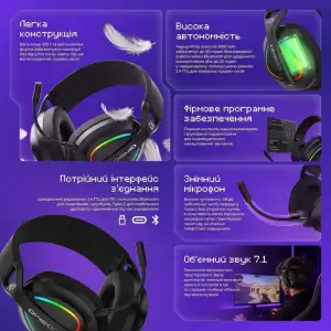 Беспроводная игровая гарнитура Proove Gaming Cosmo (APP) white/purple
