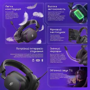 Бездротова ігрова гарнітура Proove Gaming Starlight (APP) black/purple