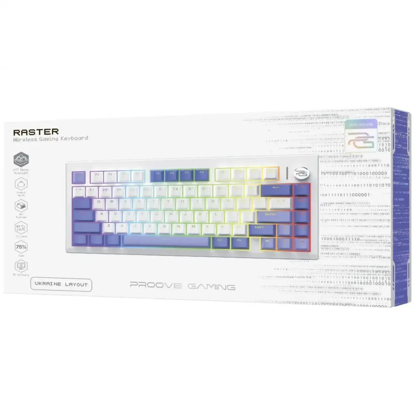 Бездротова клавіатура Proove Gaming Raster White/Purple