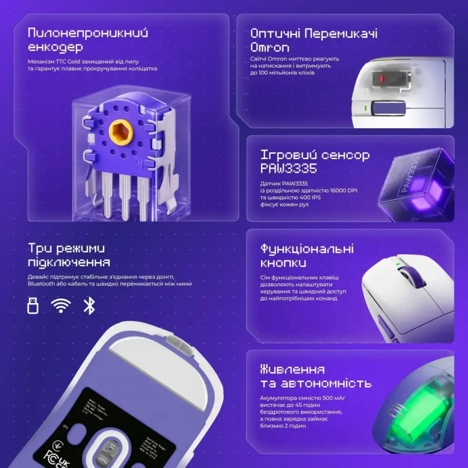 Беспроводная игровая мышь Proove Gaming Taipan Max white/purple