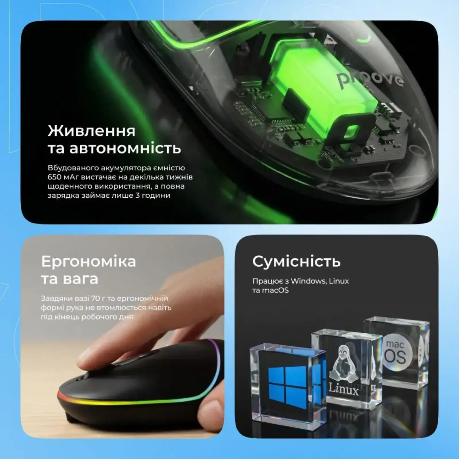 Беспроводная мышь Proove Blink White