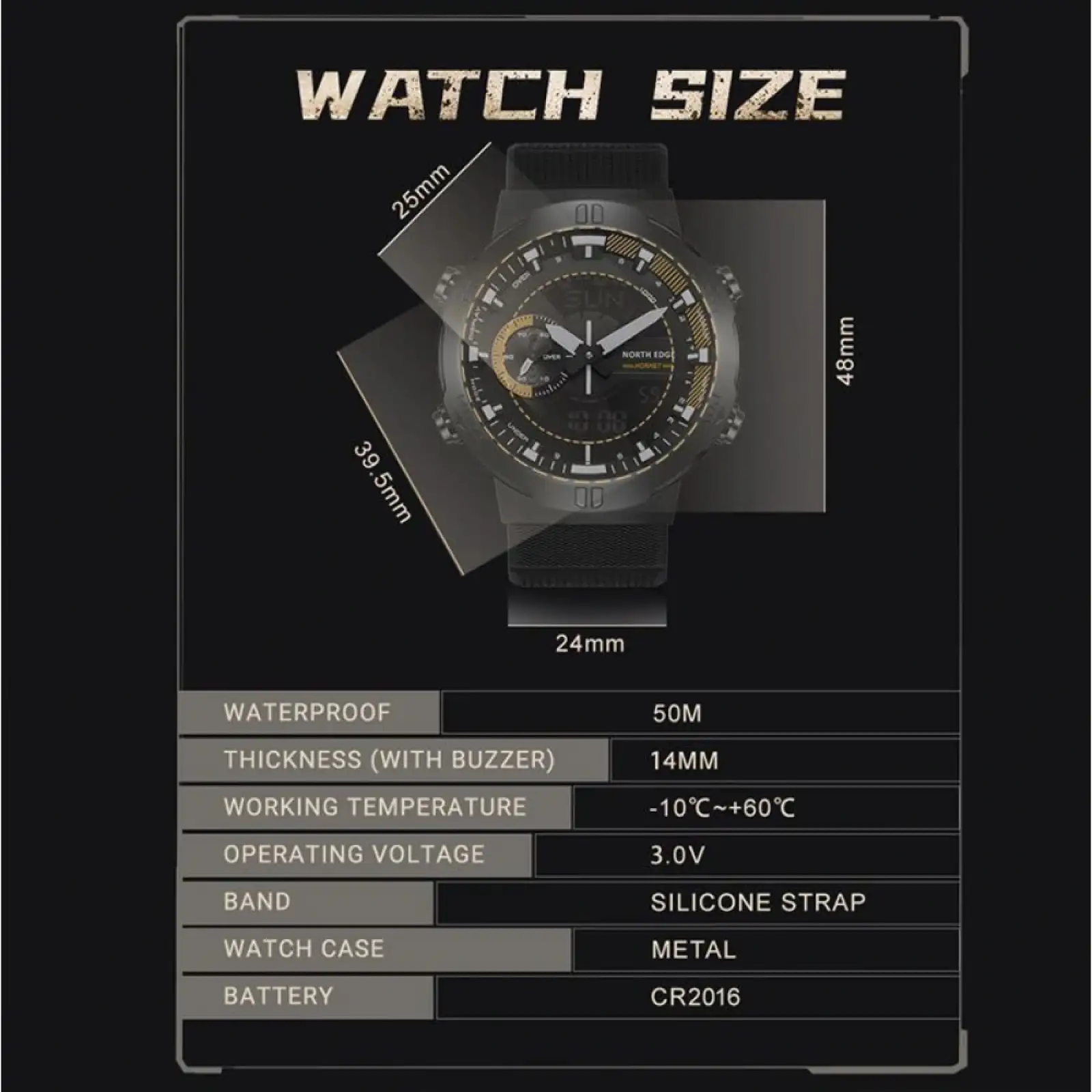 Цифровий годинник NORTH EDGE HORNET Black