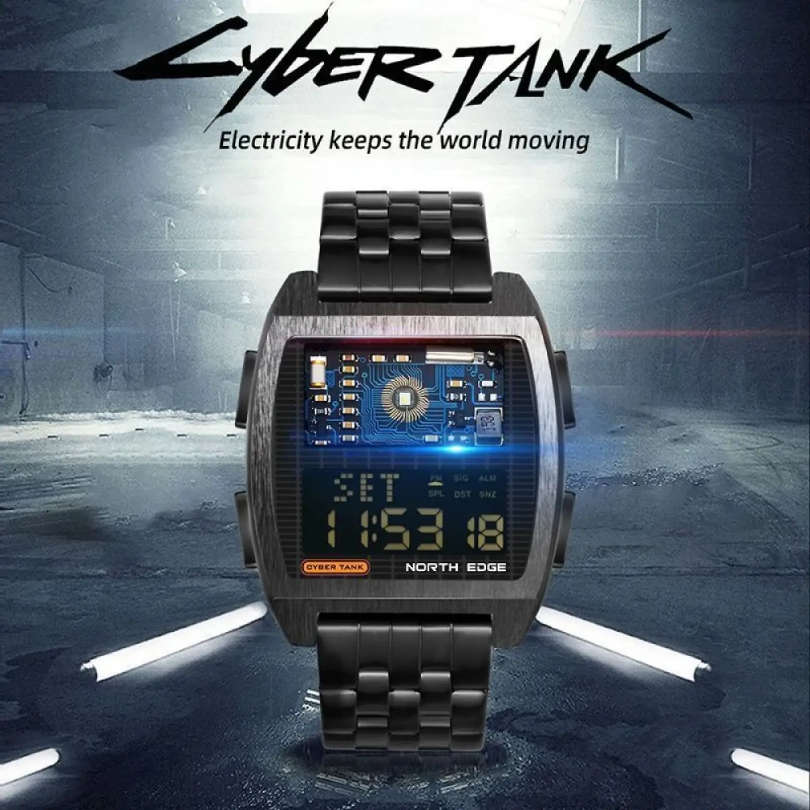 Цифровий годинник NORTH EDGE Cyber Tank Black