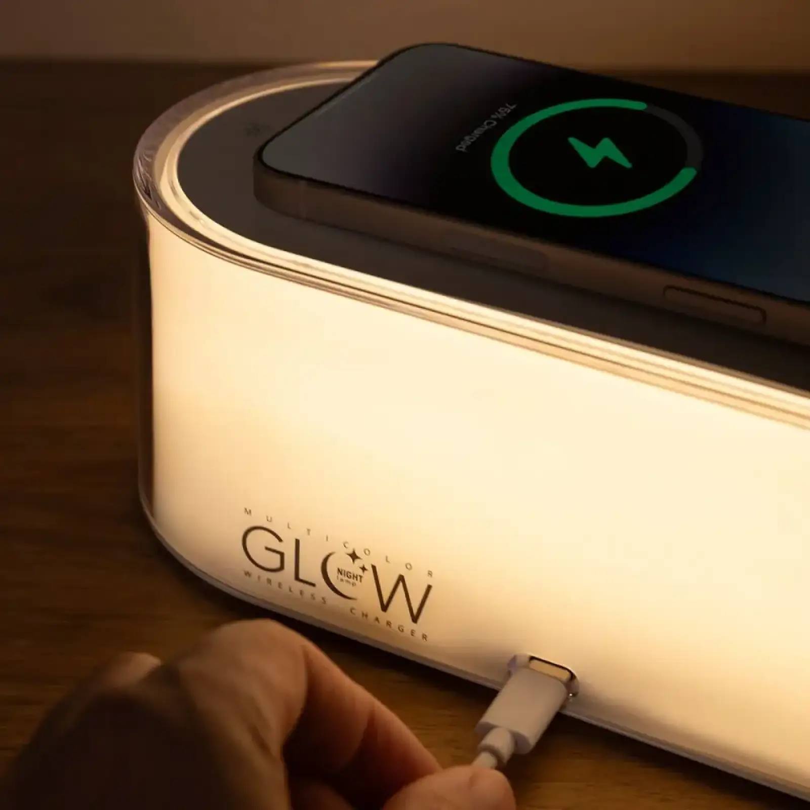 Ночник с Беспроводной Зарядкой Proove Multicolor Glow 1200mAh White