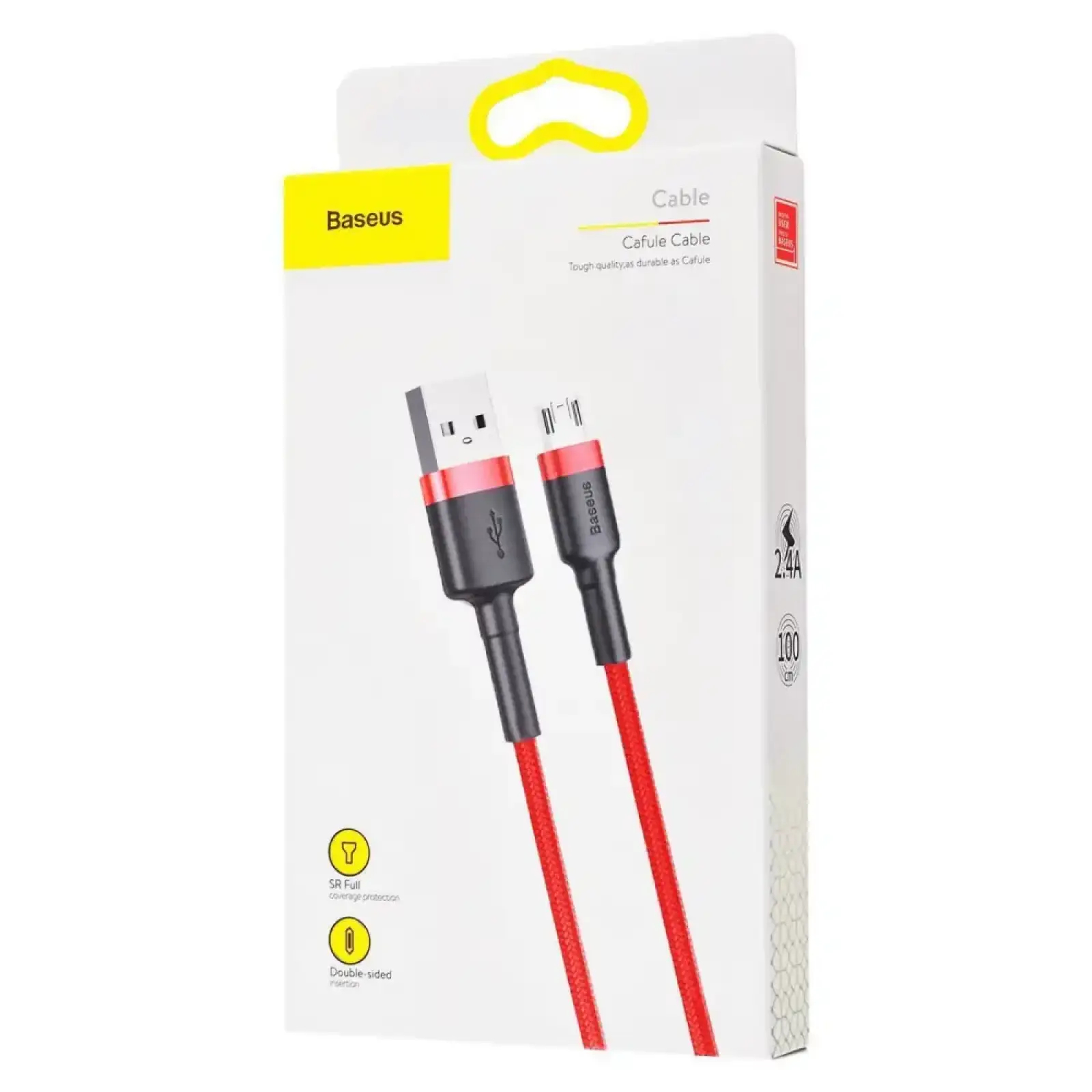 Кабель Baseus Cafule Micro USB 2.4A (1m) Red/Black, CAMKLF-B91