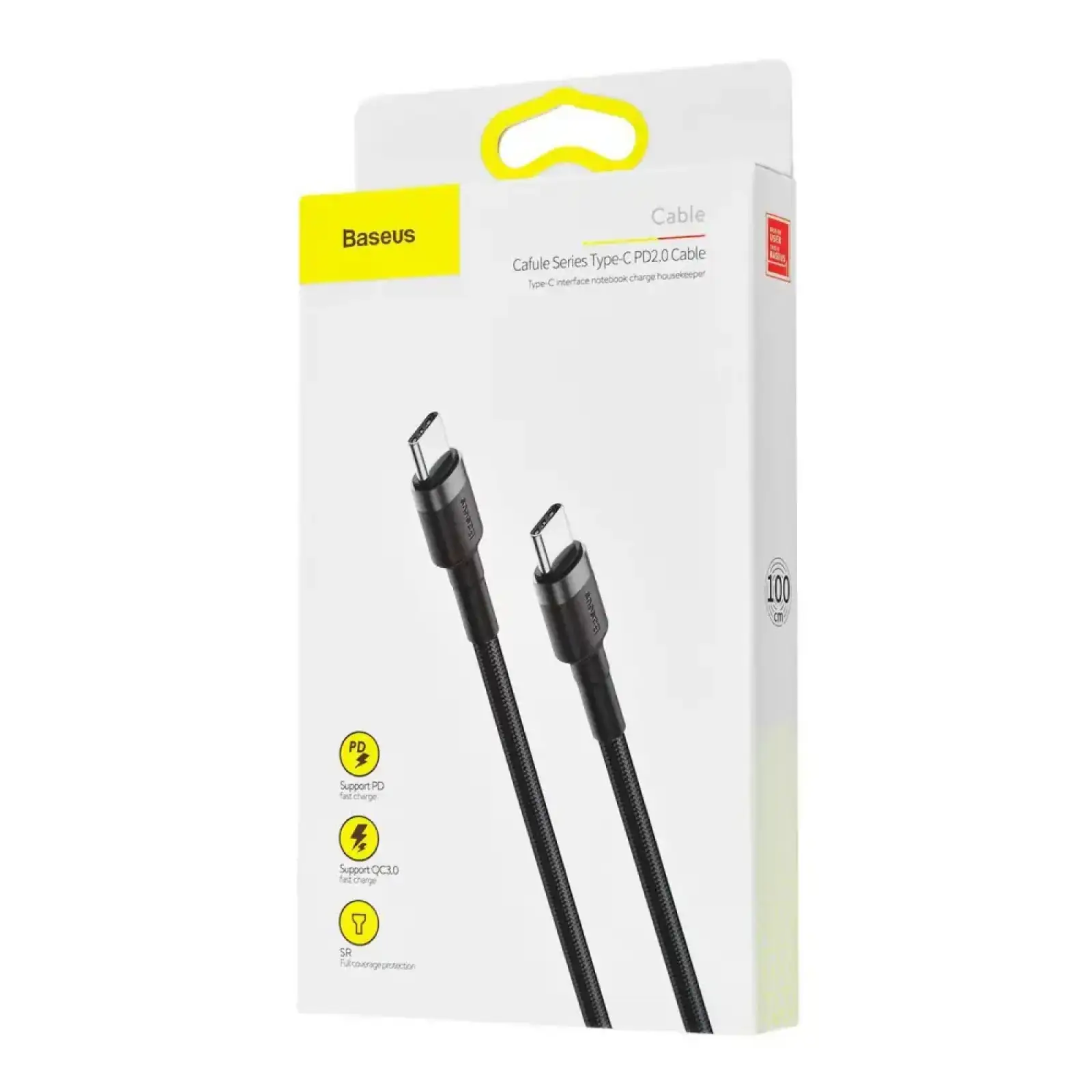 Кабель Baseus Cafule Type-C to Type-C PD 2.0 60W (1m) Red/Black, CATKLF-G91