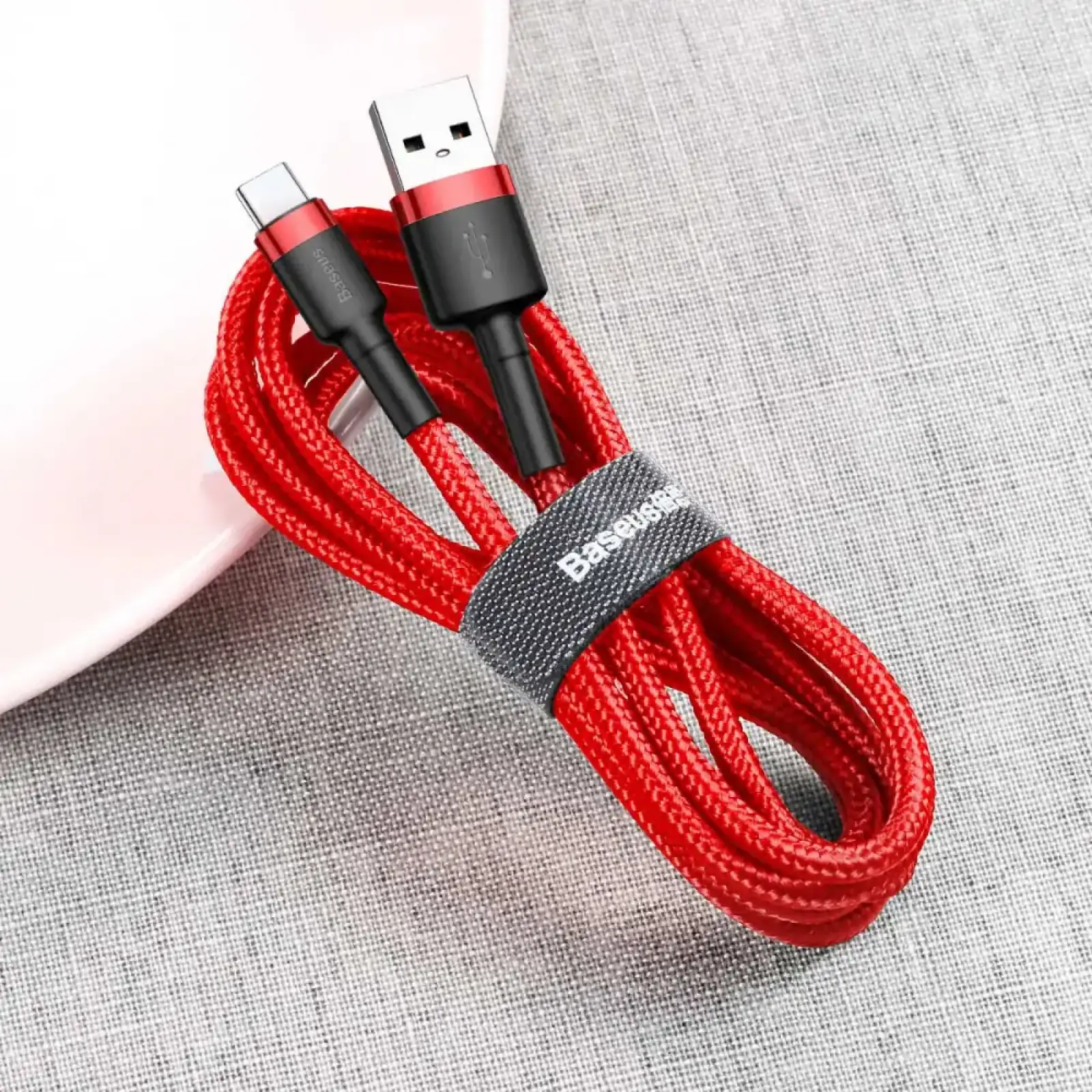 Кабель Baseus Cafule Type-C 2A (2m) Red/Black, CATKLF-C91