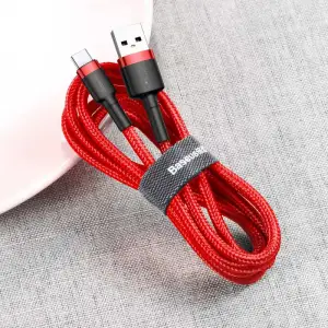 Кабель Baseus Cafule Type-C 2A (2m) Red/Black, CATKLF-C91