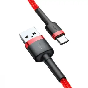 Кабель Baseus Cafule Type-C 2A (2m) Red/Black, CATKLF-C91