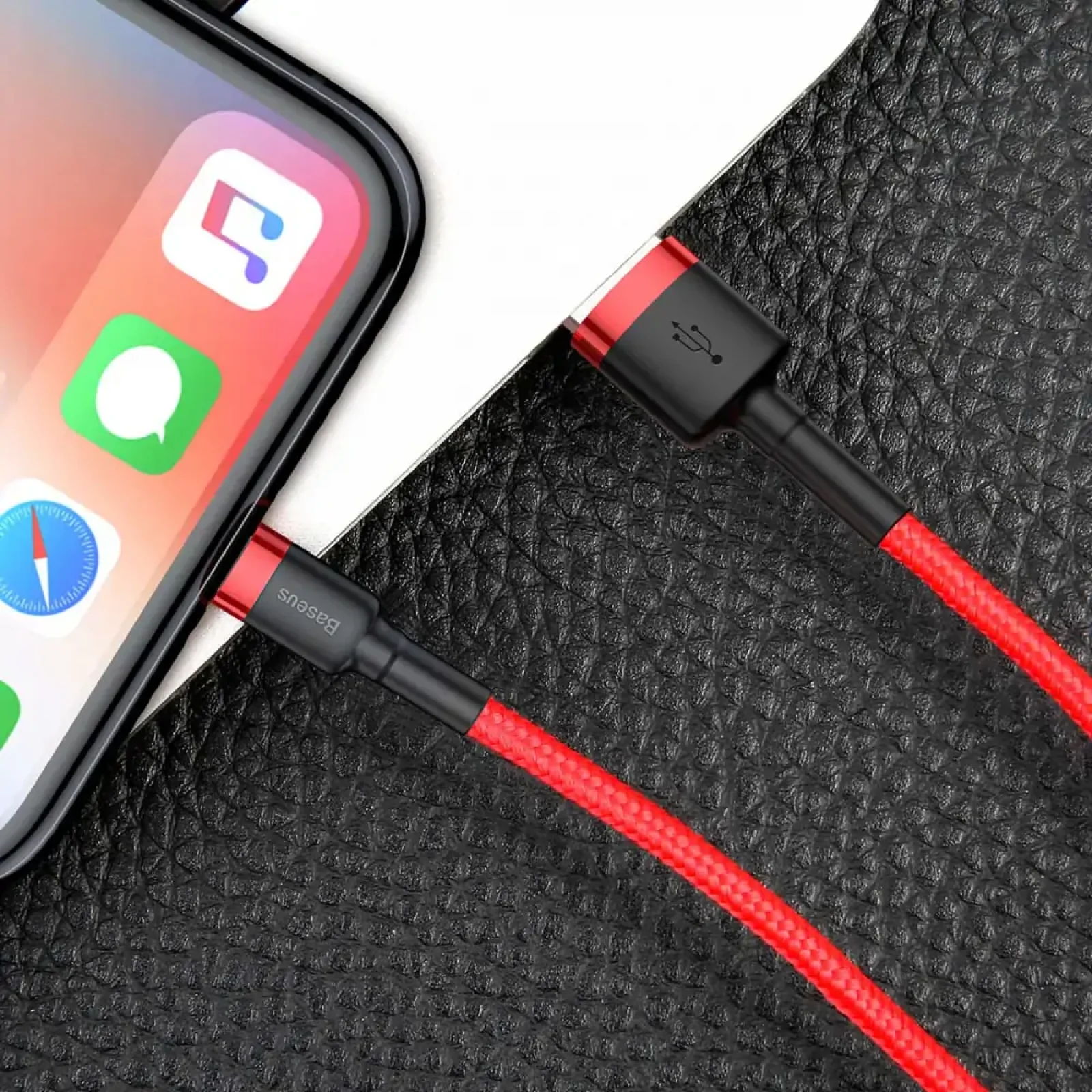 Кабель Baseus Cafule Lightning 2.4A (0.5m) Red/Black, CALKLF-A19