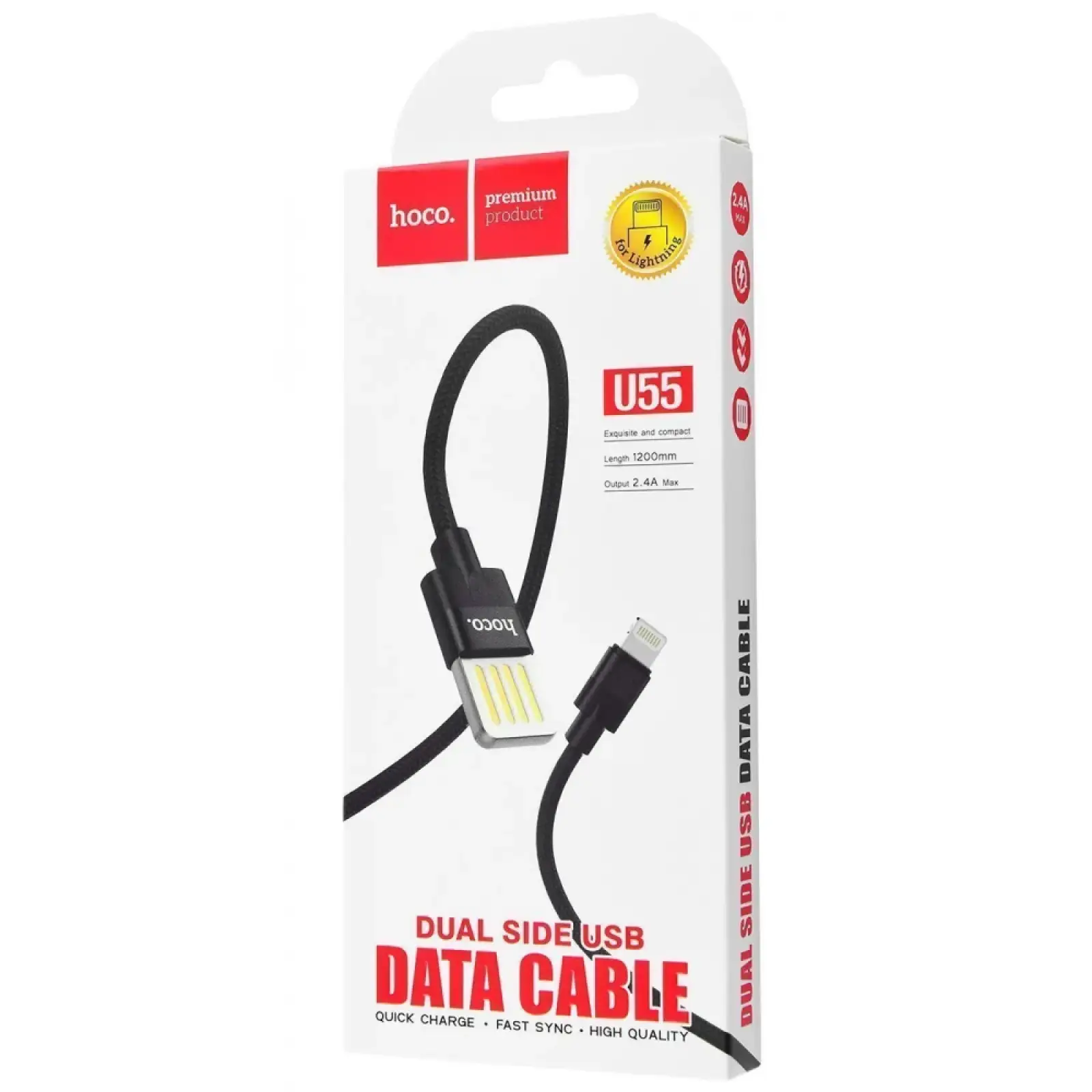 Кабель Hoco U55 Outstanding Lightning (1.2m) Black, 22084