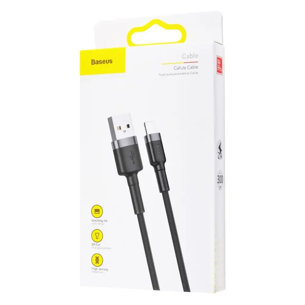 Кабель Baseus Cafule Lightning 2A (3m) Gray/Black, CALKLF-RG1
