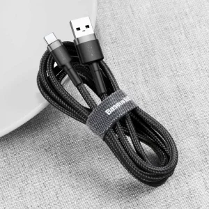 Кабель Baseus Cafule Type-C 2A (3m) Gray/Black, CATKLF-UG1