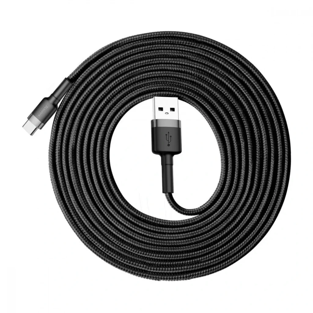 Кабель Baseus Cafule Type-C 2A (3m) Gray/Black, CATKLF-UG1