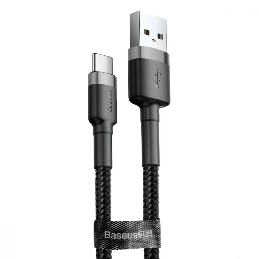 Кабель Baseus Cafule Type-C 2A (3m) Gray/Black, CATKLF-UG1