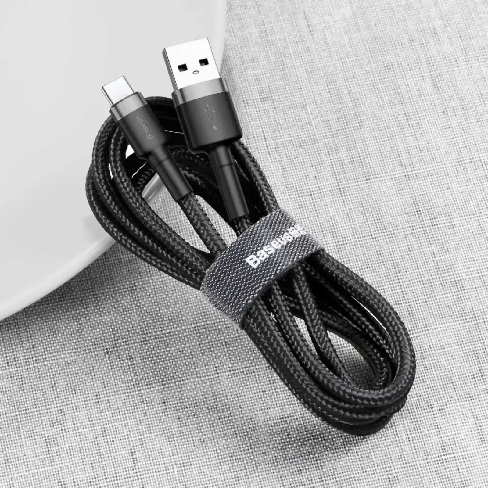 Кабель Baseus Cafule Type-C 2A (3m) Gray/Black, CATKLF-UG1