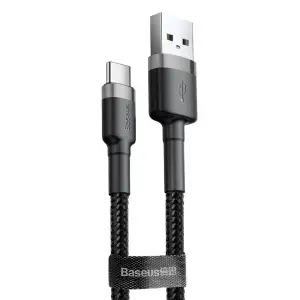 Кабель Baseus Cafule Type-C Cable 2A (3m) Gray/Black, CATKLF-UG1