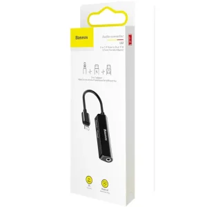 Переходник AUX Baseus L52 Lightning to 2xLightning + 3.5mm Black, CALL52-01